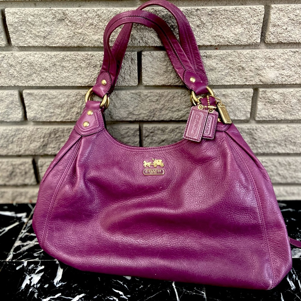 Coach Madison Maggie Plum Leather Purse